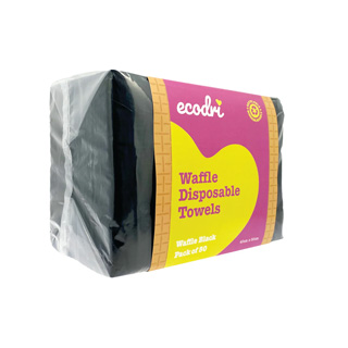 EcoDri Black Waffle Disposable Towels Pack of 50