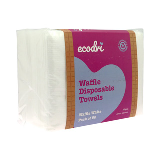 EcoDri White Waffle Disposable Towels Pack of 50