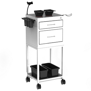 Crewe Duchess Trolley - White Metal with Lockable Drawer