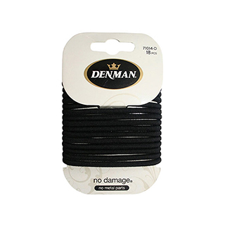 Denman 18 Pack 4mm No-Damage Black Elastics