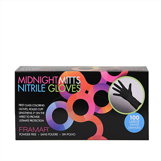 Framar Midnight Mitts Large Black Nitrile Gloves Box 100