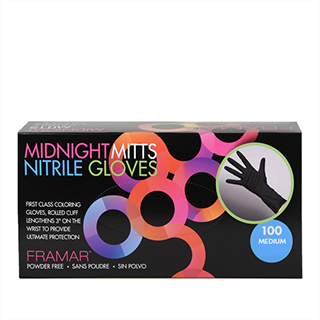 Framar Midnight Mitts Black Nitrile Gloves Medium Box 100