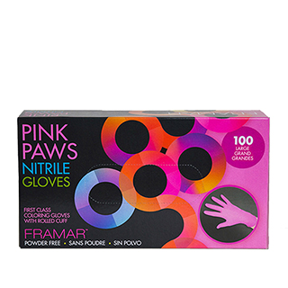 Framar Pink Paws Large Nitrile Gloves Box 100