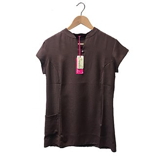 * MANDARIN COLLAR TUNIC BITTER CHOC (8)