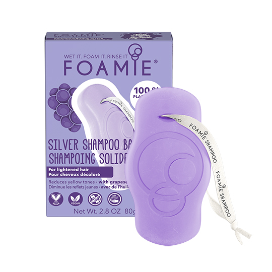 Foamie Shampoo Bar - Silver For Lightened/Blonde Hair to Reduce Yellow Tones - with grapeseed oil 80g