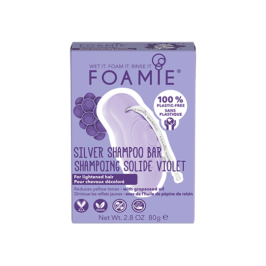 Foamie Shampoo Bar - Silver For Lightened/Blonde Hair to Reduce Yellow Tones - with grapeseed oil 80g