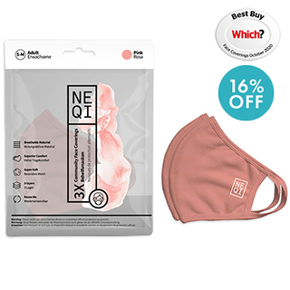 NEQI Face Mask Coverings Pink S-M (3pk)