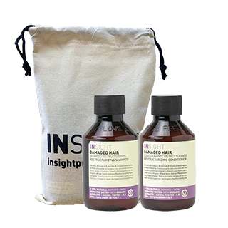Insight Mini Travel Bag for Damaged Hair - Restructurizing Shampoo and Conditioner 100ml