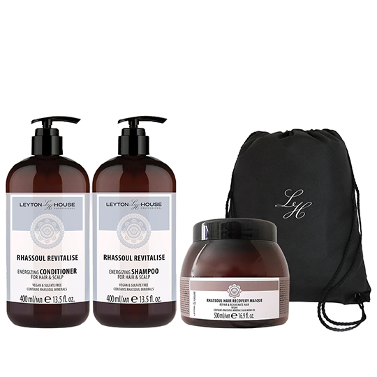 Leyton House Rhassoul Revitalise Shampoo and Conditioner 400ml and Rhassoul mask 500ml Keracalm Care Pack