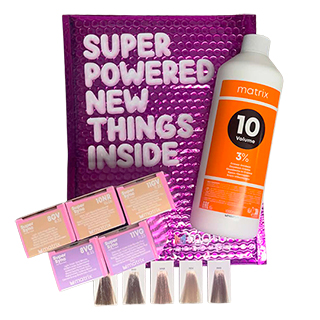 Matrix Super Sync Sparkling Blonde Collection includes 6 New Shades, 1x 10 Vol and a Swatch Additive
