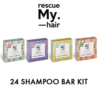 New Rescue My Hair 24 Pc Shampoo Bar Kit - Contains 6 of Each - Pollution Patrol, Hydrate, Smooth an