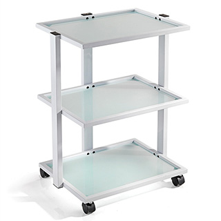 REM STRATUS TROLLEY WHITE WITH GLASS SHELVES
