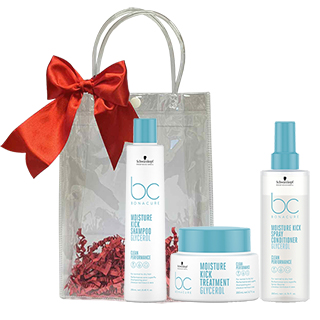 Bonacure Xmas Trio Bag - Moisture Kick contains Shampoo, leave in conditioner and treatment