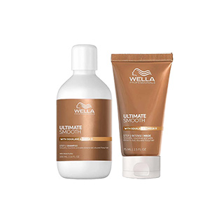 Wella Ultimate Smooth Mini Duo contains 100ml Shampoo and 75ml Mask